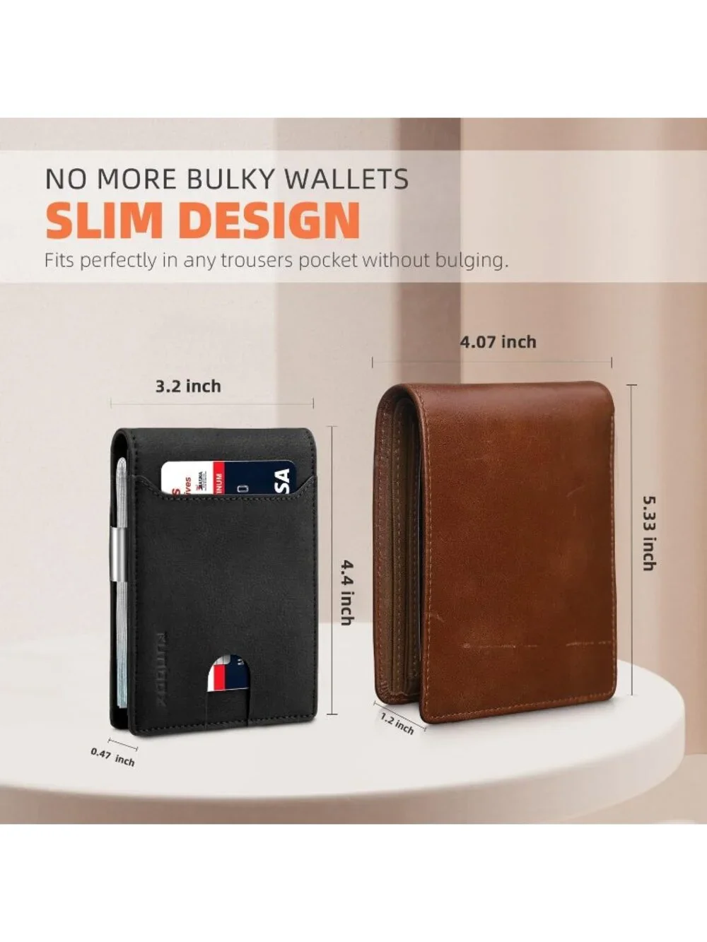 〽️Man Shepherd Leather Money Clip RFID Blocking Pocket Bifold Credit Card Wallet